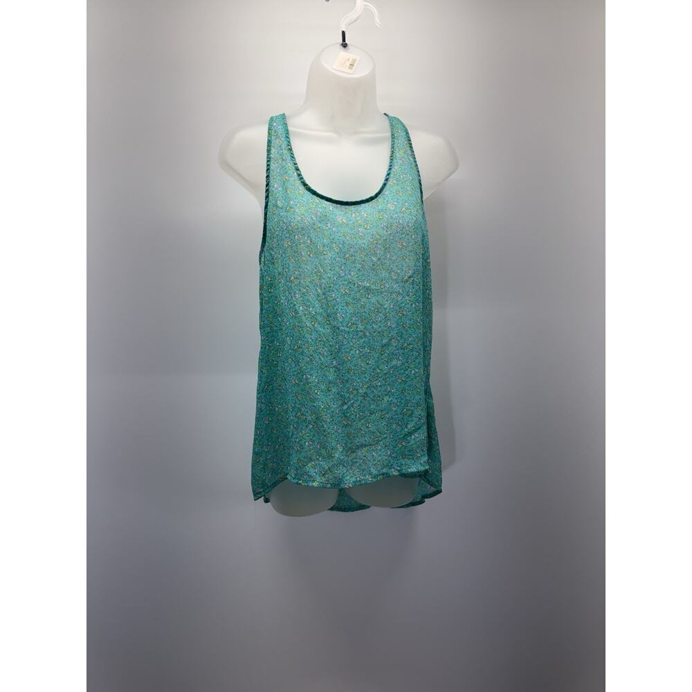 Juniors Women Bongo Sheer Floral Teal Green Racerback Tank Blouse Size XL
